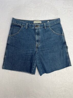 VTG Faded Glory Carpenter Cut Off Jean Shorts Cargo Sz 36 Utility Y2K Workwear